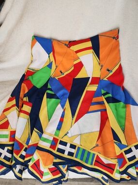 Ralph Lauren Nautical Multicolor Sailboat-Print Skirt